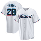 M.Marlins #28 Kyle Stowers White Home Replica Jersey
