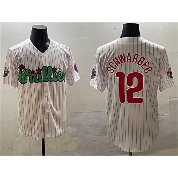 P.Phillies #12 Kyle Schwarber White Phanatic Cool Base Stitched Jersey