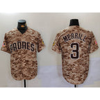 SD.Padres #3 Jackson Merrill Camo Cool Base Jersey