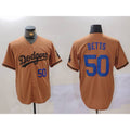 LA.Dodgers #50 Mookie Betts Number Olive Cool Base Limited Stitched Jersey