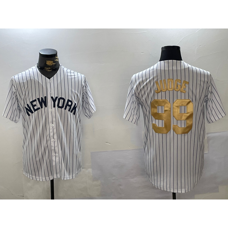 NY.Yankees #99 Aaron Judge White Pinstripe Fashion Cool Base 2 Jersey