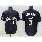 LA.Dodgers #5 Freddie Freeman Black 2025 LA Gothic Style With 2024 World Series Champions Patch Vapor Premier Limited Stitched Jersey