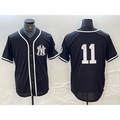 NY.Yankees #11 Anthony Volpe No Name Black White Cool Base Stitched Jersey
