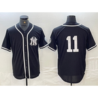 NY.Yankees #11 Anthony Volpe No Name Black White Cool Base Stitched Jersey