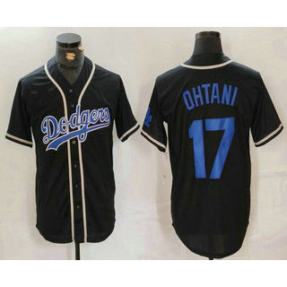 LA.Dodgers #17 Shohei Ohtani Black Cool Base With Patch Stitched Jersey