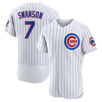 C.Cubs #7 Dansby Swanson White Home Limited Player Jersey
