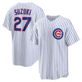 C.Cubs #27 Seiya Suzuki White Home Replica Jersey