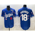 LA.Dodgers #18 Yoshinobu Yamamoto Royal 2025 World Series Patch Tokyo Series Limited Stitched Jersey