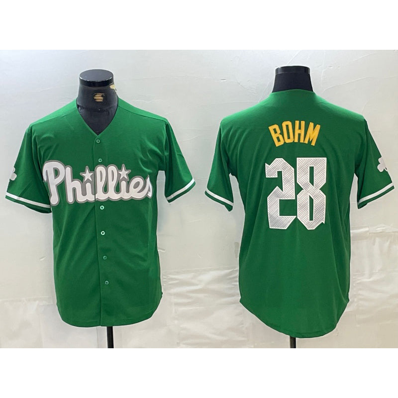 P.Phillies #28 Alec Bohm Green Cool Base Jersey
