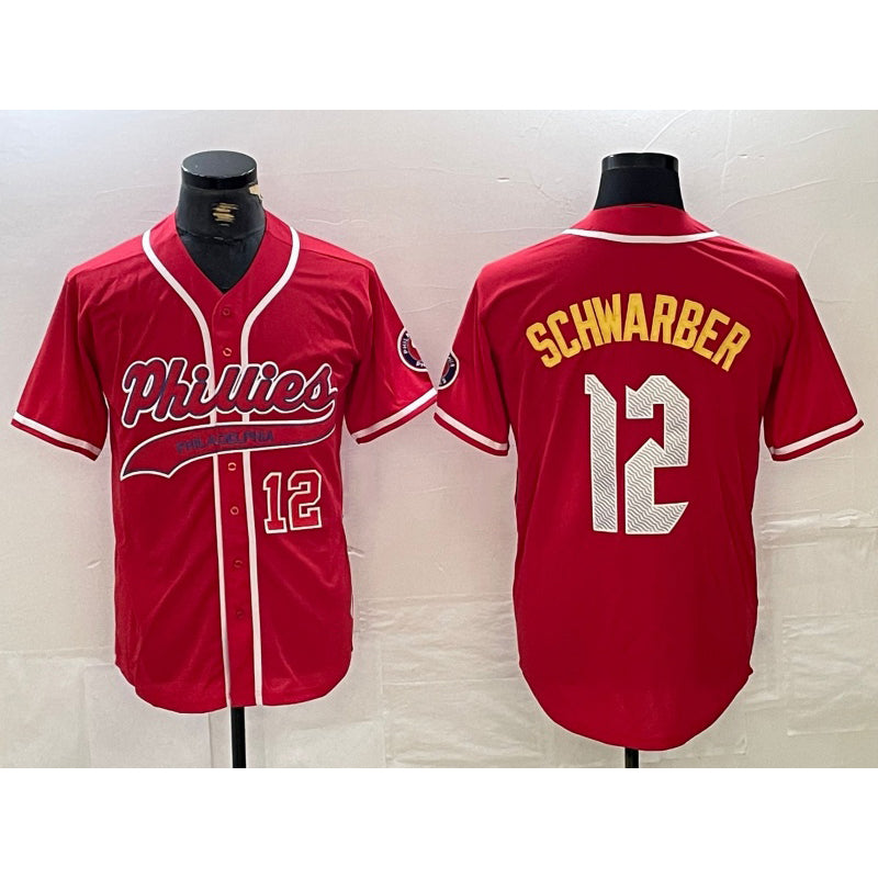 P.Phillies #12 Kyle Schwarber Red 2024 City Connect Limited Stitched Jerseys