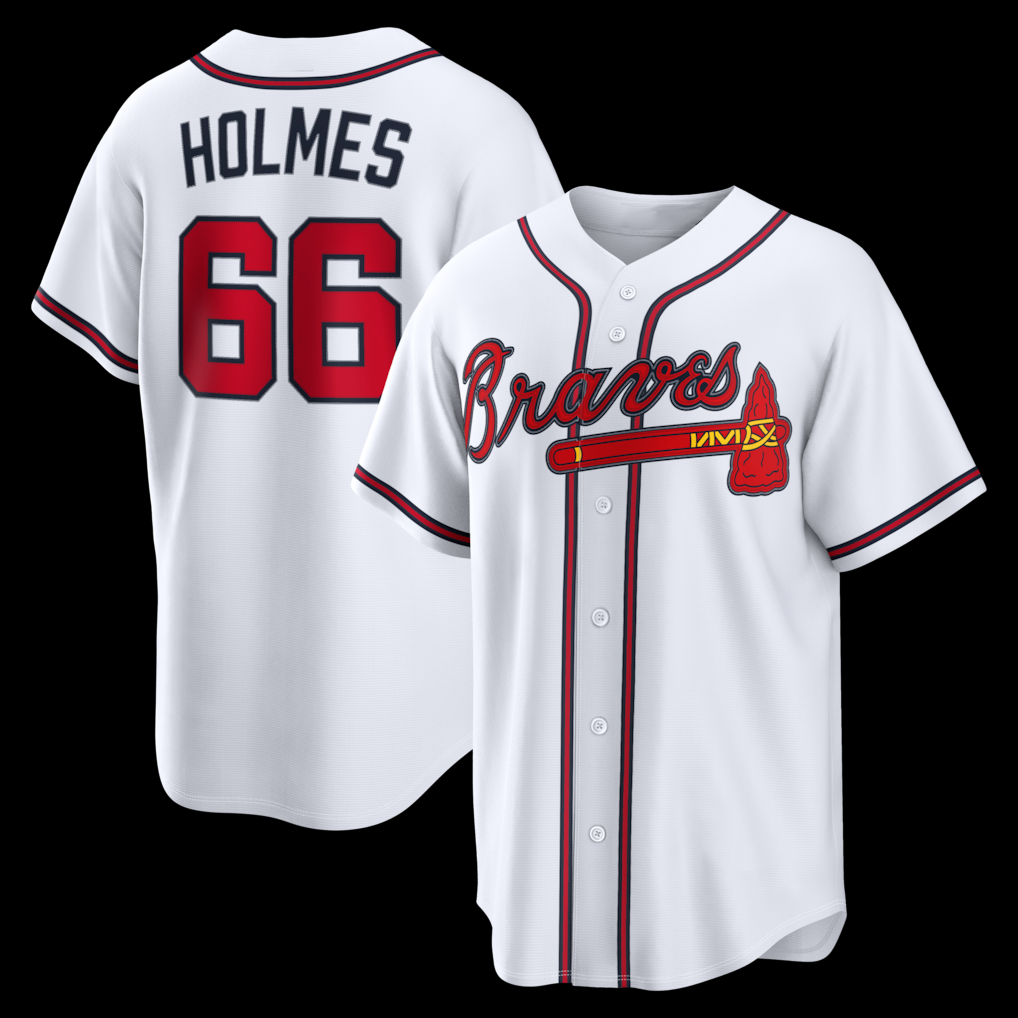A.Braves #66 Grant Holmes White Home Replica Jersey