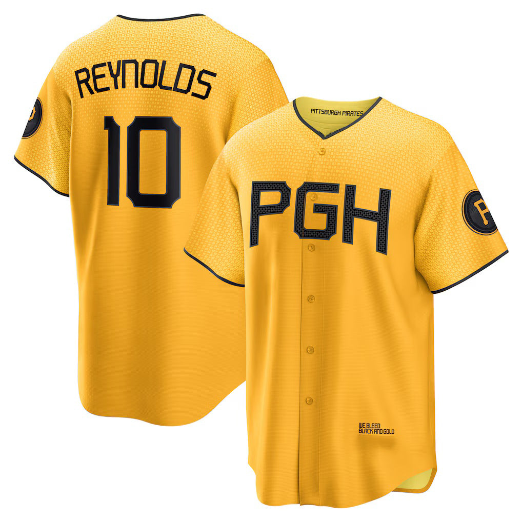 P.Pirates #10 Bryan Reynolds Gold City Connect Replica Player Jersey