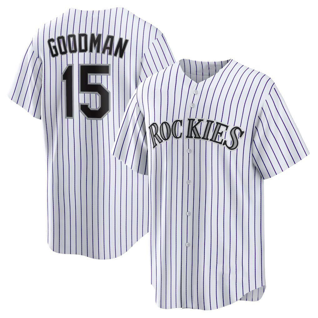 C.Rockies #15 Hunter Goodman White Home Replica Jersey