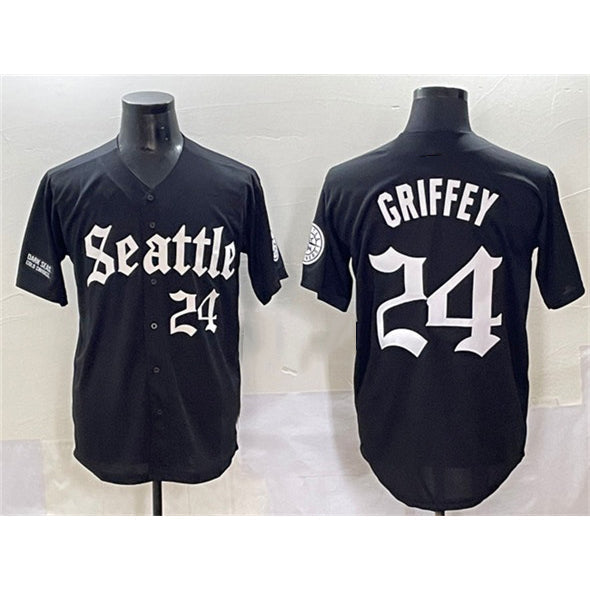 S.Mariners #24 Ken Griffey Jr. Black 'Deep Sea Gothic Edition' Vapor Premier Limited Stitched  Jersey