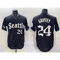 S.Mariners #24 Ken Griffey Jr. Black 'Deep Sea Gothic Edition' Vapor Premier Limited Stitched  Jersey