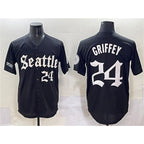 S.Mariners #24 Ken Griffey Jr. Black 'Deep Sea Gothic Edition' Vapor Premier Limited Stitched  Jersey