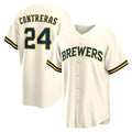 M.Brewers #24 William Contreras Cream Home Replica Jersey