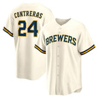 M.Brewers #24 William Contreras Cream Home Replica Jersey