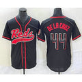 C.Reds #44 Elly De La Cruz Black With Patch Cool Base Stitched  Jersey