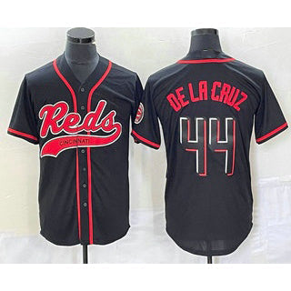C.Reds #44 Elly De La Cruz Black With Patch Cool Base Stitched  Jersey