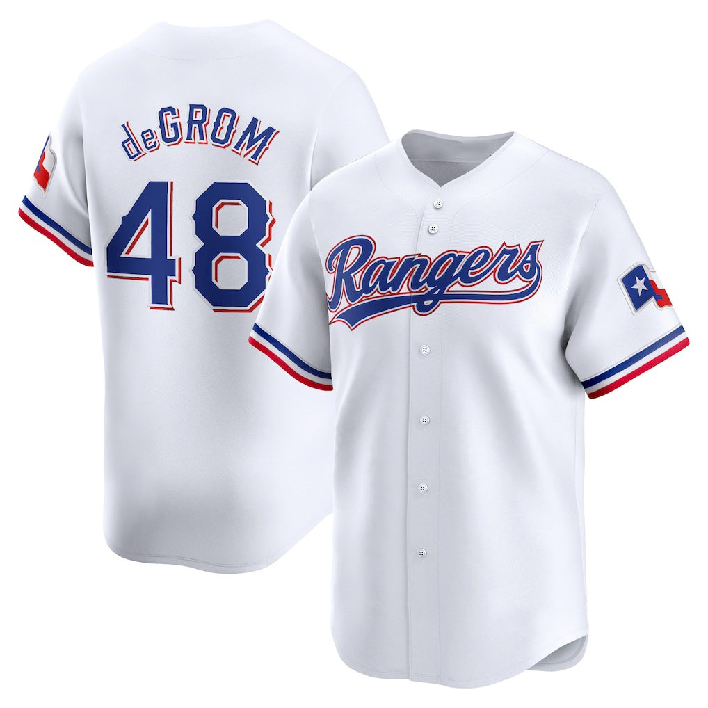T.Rangers #48 Jacob deGrom White Home Limited Player Jersey