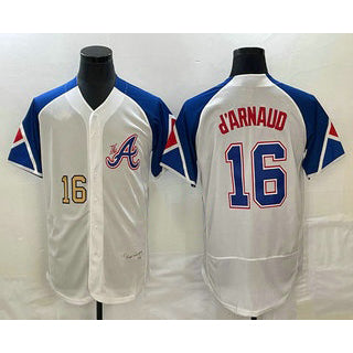 A.Braves #16 Travis dArnaud Number White 2023 City Connect Flex Base Stitched Jersey