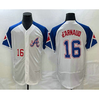A.Braves #16 Travis dArnaud Number White 2023 City Connect Flex Base 2 Stitched Jersey