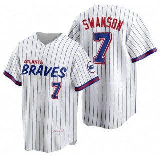 A.Braves #7 Dansby Swanson White 2021 City Connect Stitched Jersey