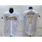 A.Braves #7 Dansby Swanson White 2022 All Star Stitched Flex Base Jersey