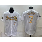 A.Braves #7 Dansby Swanson White Number 2022 All Star Stitched Flex Base Jersey