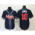 A.Braves #10 Chipper Jones Navy Blue Stitched Cool Base Jersey