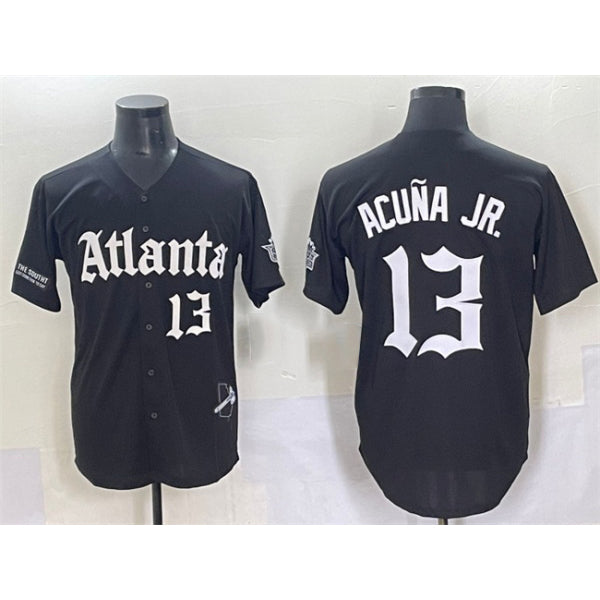 A.Braves #13 Ronald Acuna Jr.. Black Gothic South x Outkast Edition Vapor Limited Stitched Jersey