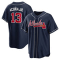 A.Braves #13 Ronald Acuna Jr.. Navy Alternate Replica Player Name Jersey