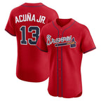 A.Braves #13 Ronald Acuna Jr.. Red Alternate 2 Elite Jersey