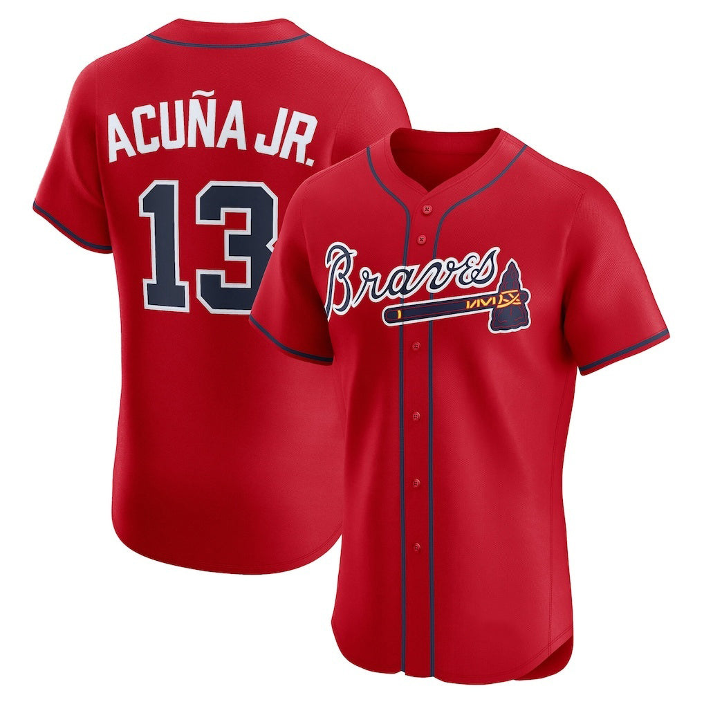 A.Braves #13 Ronald Acuna Jr.. Red Alternate 2 Elite Jersey