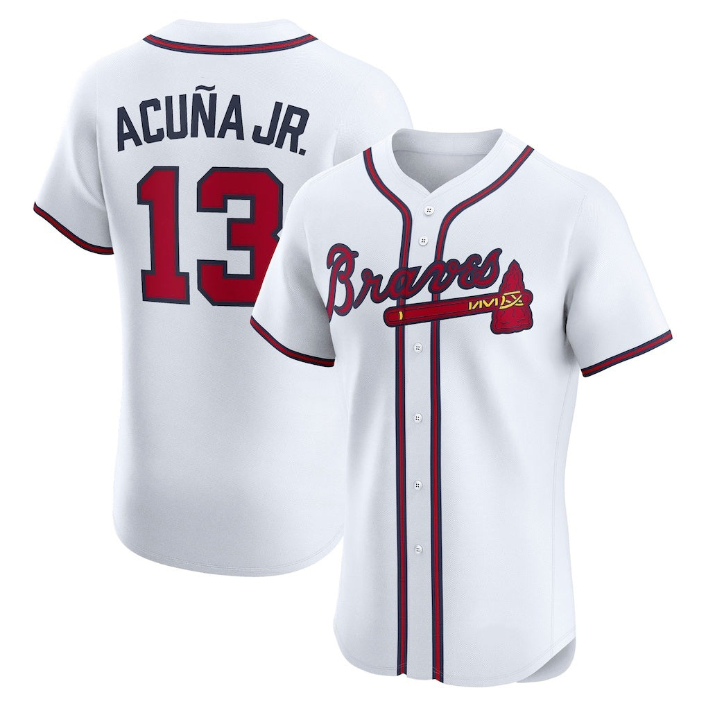 A.Braves #13 Ronald Acuna Jr.. White Home Elite Player Jersey