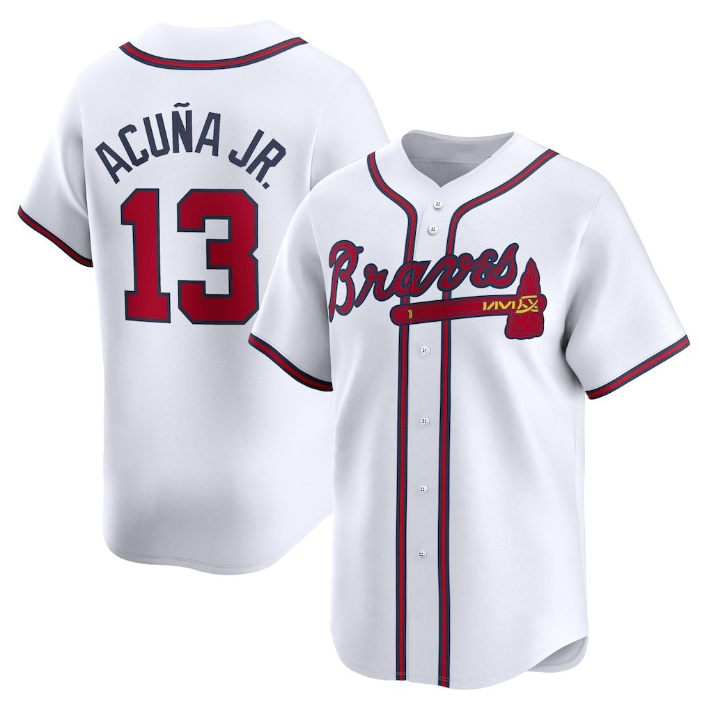 A.Braves #13 Ronald Acuna Jr.. White Home Limited Player Jersey