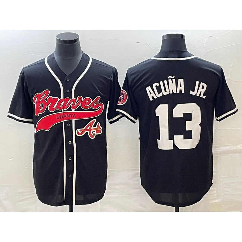 A.Braves #13 Ronald Acuna Jr. Black Cool Base Stitched Jersey