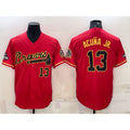 A.Braves #13 Ronald Acuna Jr. Red Gold World Series Champions Program Cool Base Stitched Jersey