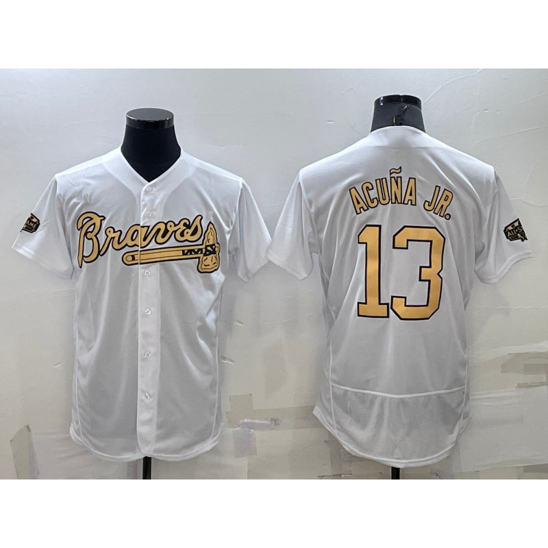 A.Braves #13 Ronald Acuna Jr. White 2022 All Star Stitched Flex Base Jersey