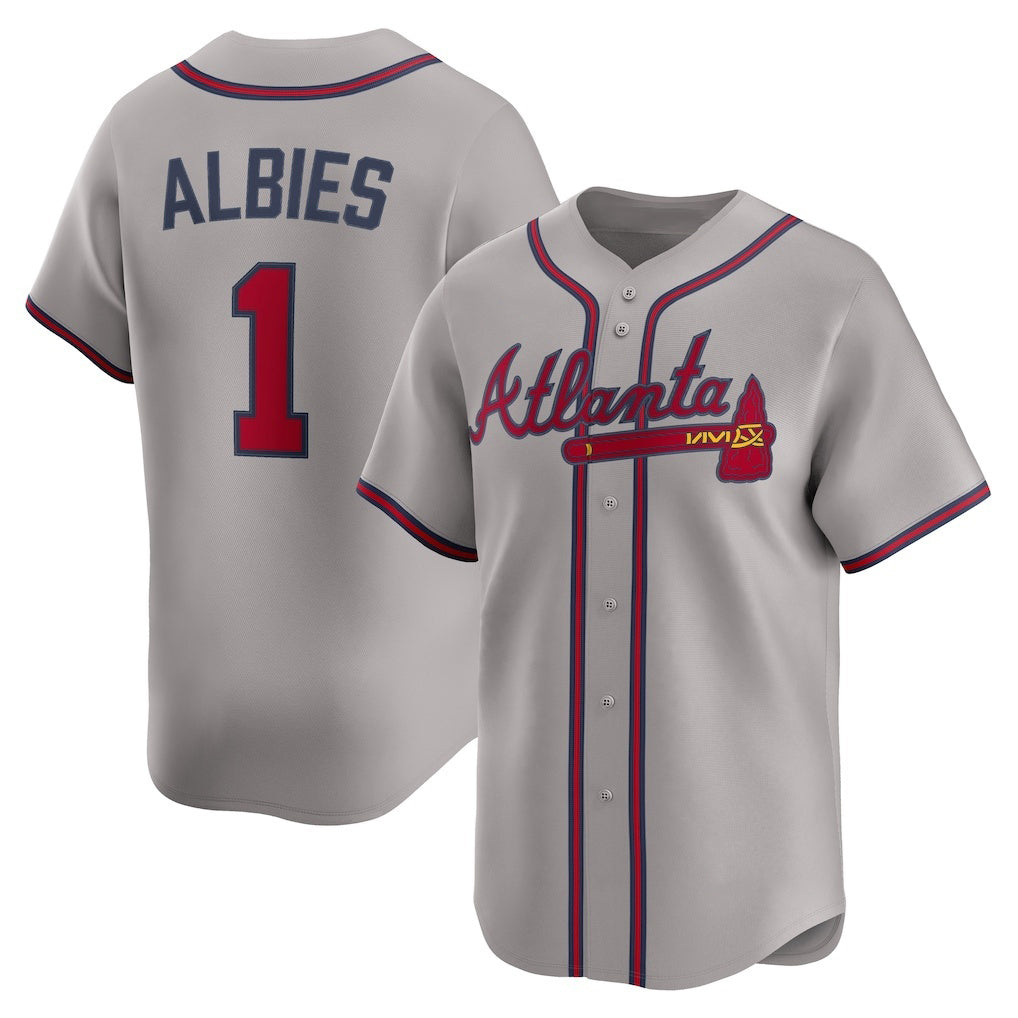 A.Braves #1 Ozzie Albies Gray Road Limited Player Jersey