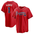 A.Braves #1 Ozzie Albies Red Alternate 2 Replica Jersey