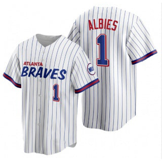 A.Braves #1 Ozzie Albies White 2021 City Connect Stitched Jersey
