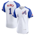 A.Braves #1 Ozzie Albies White City Connect Elite Player Jersey