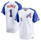 A.Braves #1 Ozzie Albies White City Connect Limited Player Jersey
