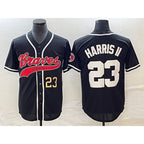 A.Braves #23 Michael Harris II Number Black Cool Base Stitched Jersey