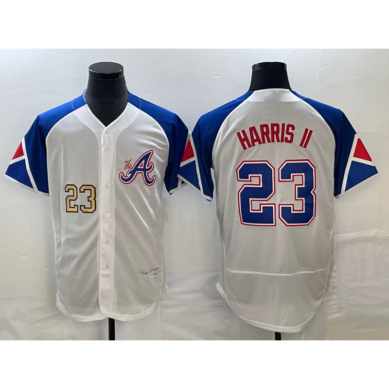 A.Braves #23 Michael Harris II Number White 2023 City Connect Flex Base Stitched Jersey