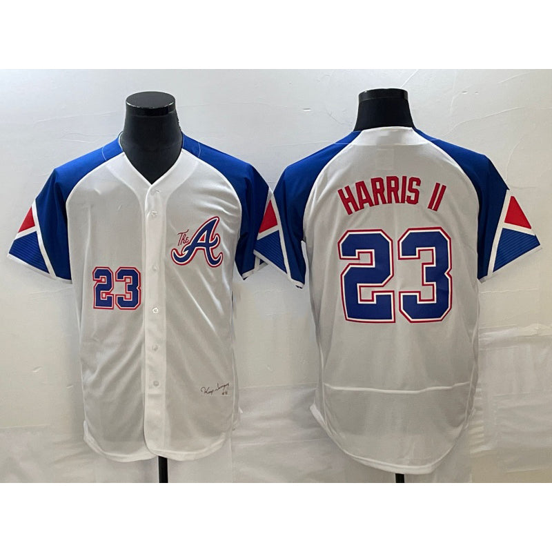 A.Braves #23 Michael Harris II Number White 2023 City Connect Flex Base 2 Stitched Jersey