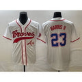 A.Braves #23 Michael Harris II White Cool Base With Patch Stitched Jersey
