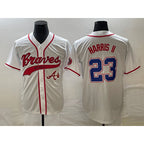 A.Braves #23 Michael Harris II White Cool Base With Patch Stitched Jersey